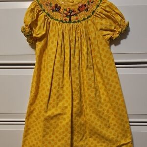 Yellow Smocked Kids Dress